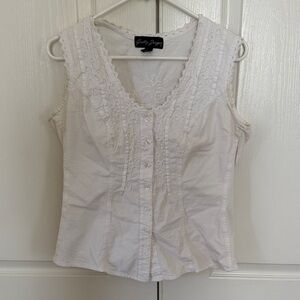 Getty Zueger White Button Front Tank Top